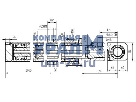 Чертеж Гидроцилиндр ЦГ-100.80х6000.41 автокрана КС-45721
